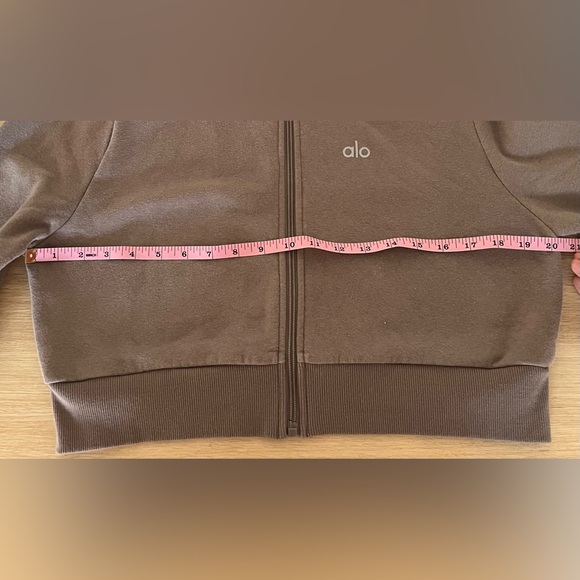 ALO Yoga Taupe Cropped Hoodie - Picture 4 of 6